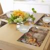 Ambesonne Gingerbread Man Place Mats Set of 4, Rustic Composition with Holly Berry Orange Slice Cinnamon and Biscuit, Washable Fabric Placemats for Dining Table, Standard Size, Orange Brown