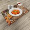 Ambesonne Gingerbread Man Place Mats Set of 4, Rustic Composition with Holly Berry Orange Slice Cinnamon and Biscuit, Washable Fabric Placemats for Dining Table, Standard Size, Orange Brown