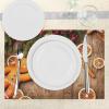 Ambesonne Gingerbread Man Place Mats Set of 4, Rustic Composition with Holly Berry Orange Slice Cinnamon and Biscuit, Washable Fabric Placemats for Dining Table, Standard Size, Orange Brown