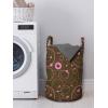 Ambesonne Hearts Laundry Bag, Valentines Day Themed Ornate Romantic Pink Circles and Shapes on Dark Background, Hamper Basket with Handles Drawstring Closure for Laundromats, 13″ x 19″, Pink Brown
