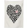 Ambesonne Kiss Tablecloth, Heart Shape Wild Leopard Skin Pattern a Kiss Mark Valentine’s Day Honeymoon, Rectangular Table Cover for Dining Room Kitchen Decor, 52″ X 70″, Black Coral