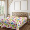 Ambesonne Love Flat Sheet, Colorful Hearts and Butterflies Silhouettes Doodle Style Happy Valentines Day Pattern, Soft Comfortable Top Sheet Decorative Bedding 1 Piece, Queen Size, Multicolor(California King)