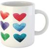 Ambesonne Valentine Mug, Rainbow Colored Heart Shapes in Watercolors Hand Drawn Romantic Illustration, Ceramic Coffee Mug Cup for Water Tea Drinks, 11 oz, Pastel Red(Pastel Red)