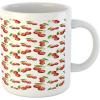 Ambesonne Valentine Mug, Rainbow Colored Heart Shapes in Watercolors Hand Drawn Romantic Illustration, Ceramic Coffee Mug Cup for Water Tea Drinks, 11 oz, Pastel Red(Red Green White)