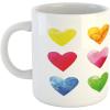 Ambesonne Valentine Mug, Rainbow Colored Heart Shapes in Watercolors Hand Drawn Romantic Illustration, Ceramic Coffee Mug Cup for Water Tea Drinks, 11 oz, Pastel Red(Pastel Red)