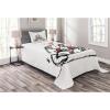 Ambesonne Bicycle Bedspread Set, Love Couple Cycling Together Soul Mates Valentines Sketchy Print, 2 Piece Decorative Bedding Coverlet and a Pillow Sham, Twin Size, Black White Scarlet