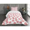 Ambesonne Feminine Bedspread Set, Pattern of Lipstick Kiss Marks Woman Valentines Wedding Theme Illustration, 3 Piece Decorative Bedding Coverlet and 2 Pillow Shams, Twin Size, White Red