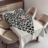Ambesonne Kiss Tablecloth, Heart Shape Wild Leopard Skin Pattern a Kiss Mark Valentine’s Day Honeymoon, Rectangular Table Cover for Dining Room Kitchen Decor, 52″ X 70″, Black Coral