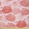Ambesonne Romantic Fabric by The Yard, Repeating Love Theme with Roses and Little Hearts Valentine’s Day, Stretch Knit Fabric for Clothing Sewing and Arts Crafts, 5 Yards, Rose Coral(Rose Coral)