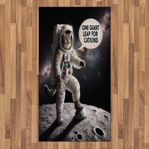 Ambesonne Cat Area Rug, Romantic Date Night of Kitties Drinking Milkshake Cozy Night Scene Valentines, Flat Woven Accent Rug for Living Room Bedroom Dining Room, 4′ X 5′ 7″, Dark Blue Apricot(Dark Purple Grey Coconut)