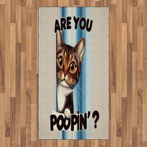 Ambesonne Cat Area Rug, Romantic Date Night of Kitties Drinking Milkshake Cozy Night Scene Valentines, Flat Woven Accent Rug for Living Room Bedroom Dining Room, 4′ X 5′ 7″, Dark Blue Apricot(Blue Coconut Chocolate)