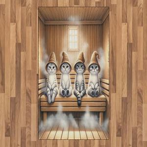 Ambesonne Cat Area Rug, Romantic Date Night of Kitties Drinking Milkshake Cozy Night Scene Valentines, Flat Woven Accent Rug for Living Room Bedroom Dining Room, 4′ X 5′ 7″, Dark Blue Apricot(Pastel Brown and Pale Grey)