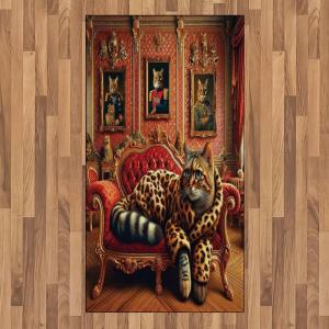 Ambesonne Cat Area Rug, Romantic Date Night of Kitties Drinking Milkshake Cozy Night Scene Valentines, Flat Woven Accent Rug for Living Room Bedroom Dining Room, 4′ X 5′ 7″, Dark Blue Apricot(Marigold Salmon)
