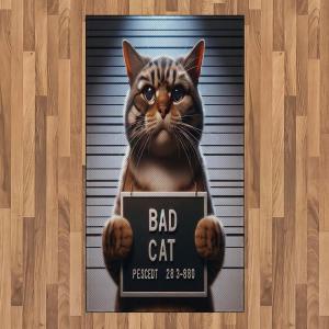 Ambesonne Cat Area Rug, Romantic Date Night of Kitties Drinking Milkshake Cozy Night Scene Valentines, Flat Woven Accent Rug for Living Room Bedroom Dining Room, 4′ X 5′ 7″, Dark Blue Apricot(Umber and Pale Blue Grey)