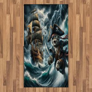 Ambesonne Cat Area Rug, Romantic Date Night of Kitties Drinking Milkshake Cozy Night Scene Valentines, Flat Woven Accent Rug for Living Room Bedroom Dining Room, 4′ X 5′ 7″, Dark Blue Apricot(Dark Slate Blue and Amber)