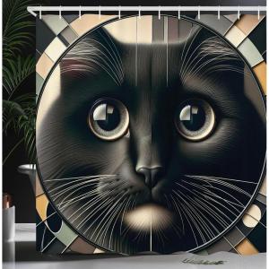 Ambesonne Cat Shower Curtain, Rich Queen Kitty Character on Money Boss Lady Animal Funny Cartoon, Cloth Fabric Bathroom Decor Set with Hooks, 69″ W x 70″ L, Cream Hunter Green and Orange(Charcoal Grey)