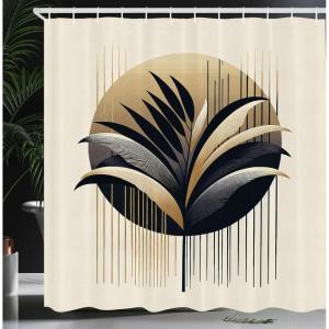 Ambesonne Cat Shower Curtain, Rich Queen Kitty Character on Money Boss Lady Animal Funny Cartoon, Cloth Fabric Bathroom Decor Set with Hooks, 69″ W x 70″ L, Cream Hunter Green and Orange(Ivory Camel Dark Blue)
