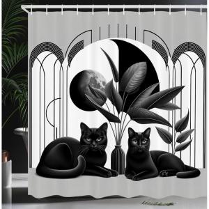 Ambesonne Cat Shower Curtain, Rich Queen Kitty Character on Money Boss Lady Animal Funny Cartoon, Cloth Fabric Bathroom Decor Set with Hooks, 69″ W x 70″ L, Cream Hunter Green and Orange(Pale Grey Charcoal Grey)