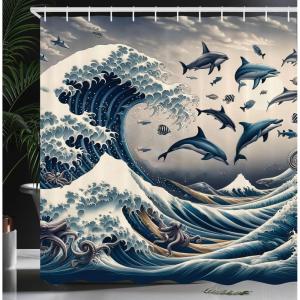 Ambesonne Cat Shower Curtain, Rich Queen Kitty Character on Money Boss Lady Animal Funny Cartoon, Cloth Fabric Bathroom Decor Set with Hooks, 69″ W x 70″ L, Cream Hunter Green and Orange(Sea Blue and Pearl)