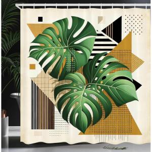 Ambesonne Cat Shower Curtain, Rich Queen Kitty Character on Money Boss Lady Animal Funny Cartoon, Cloth Fabric Bathroom Decor Set with Hooks, 69″ W x 70″ L, Cream Hunter Green and Orange(Fern Green and Pale Coffee)