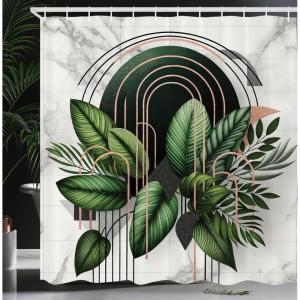 Ambesonne Cat Shower Curtain, Rich Queen Kitty Character on Money Boss Lady Animal Funny Cartoon, Cloth Fabric Bathroom Decor Set with Hooks, 69″ W x 70″ L, Cream Hunter Green and Orange(Fern Green Off White Tan)