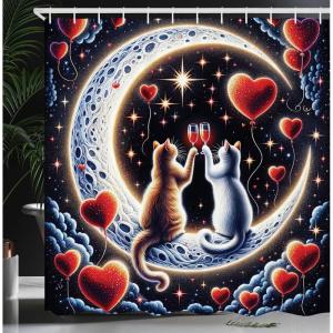 Ambesonne Cat Shower Curtain, Rich Queen Kitty Character on Money Boss Lady Animal Funny Cartoon, Cloth Fabric Bathroom Decor Set with Hooks, 69″ W x 70″ L, Cream Hunter Green and Orange(Indigo and Scarlet)