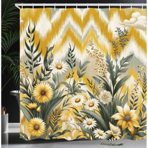 Ambesonne Cat Shower Curtain, Rich Queen Kitty Character on Money Boss Lady Animal Funny Cartoon, Cloth Fabric Bathroom Decor Set with Hooks, 69″ W x 70″ L, Cream Hunter Green and Orange(Mustard and Laurel Green)
