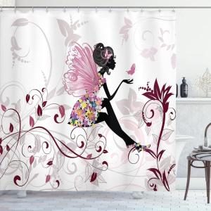 Ambesonne Cat Shower Curtain, Rich Queen Kitty Character on Money Boss Lady Animal Funny Cartoon, Cloth Fabric Bathroom Decor Set with Hooks, 69″ W x 70″ L, Cream Hunter Green and Orange(Maroon Black Pink)