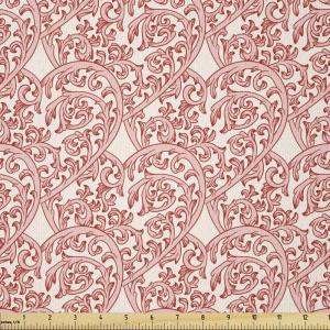Ambesonne Romantic Fabric by The Yard, Valentine’s Day Themed Victorian Swirling Ornamental Hearts Pattern, Stretch Knit Fabric for Clothing Sewing and Arts Crafts, 1 Yard, Rose Salmon(Rose Salmon)