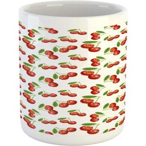 Ambesonne Valentine Mug, Rainbow Colored Heart Shapes in Watercolors Hand Drawn Romantic Illustration, Ceramic Coffee Mug Cup for Water Tea Drinks, 11 oz, Pastel Red(Red Green White)