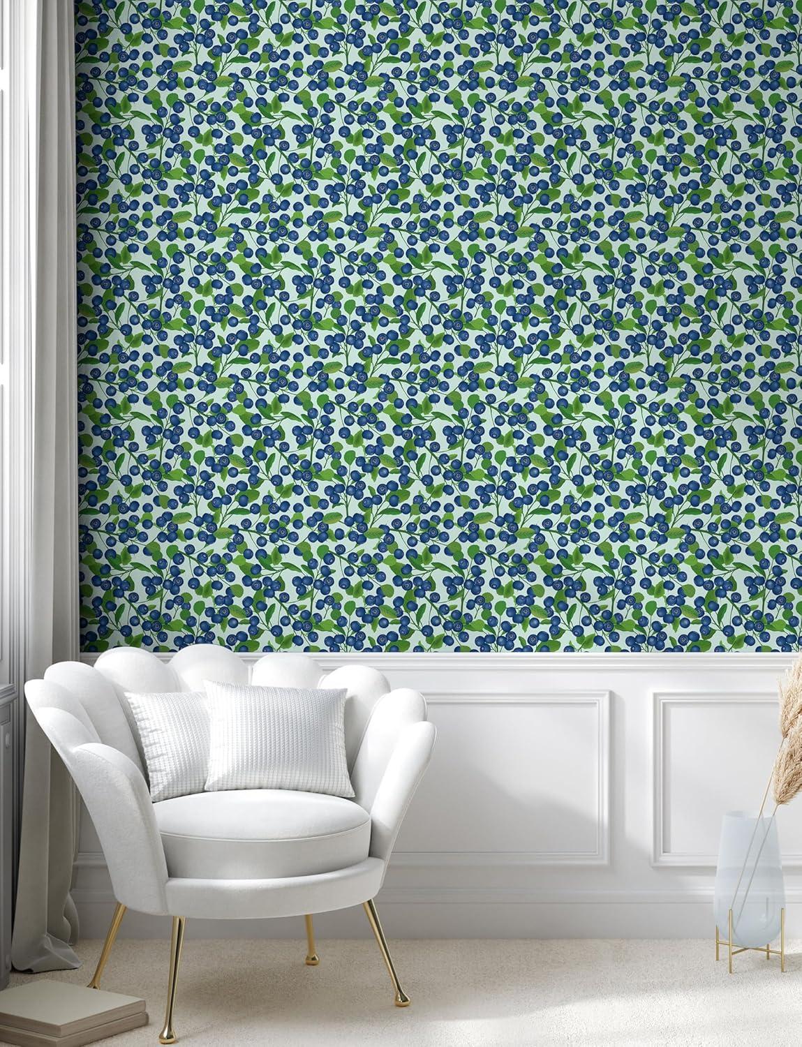 imageAmbesonne Blueberry Pattern Peel amp Stick Wallpaper for Home Simple Modern Leafy Designed Berry Pattern on Minty Back SelfAdhesive Living Room Kitchen Accent 13 x 36 Dark Lavender Fern Green