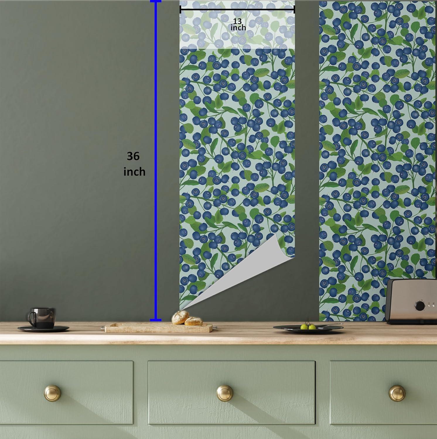 imageAmbesonne Blueberry Pattern Peel amp Stick Wallpaper for Home Simple Modern Leafy Designed Berry Pattern on Minty Back SelfAdhesive Living Room Kitchen Accent 13 x 36 Dark Lavender Fern Green