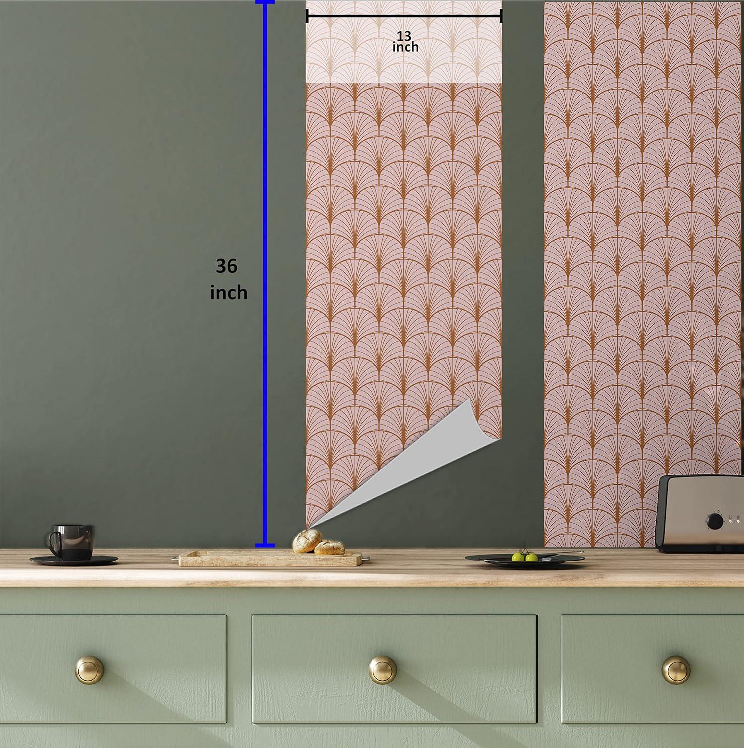 imageAmbesonne Blush Pink Peel amp Stick Wallpaper for Home Art Deco Style Geometric Vintage Repetitive Feathers Scale Motif Pattern SelfAdhesive Living Room Kitchen Accent 13 x 36 Ginger Blush