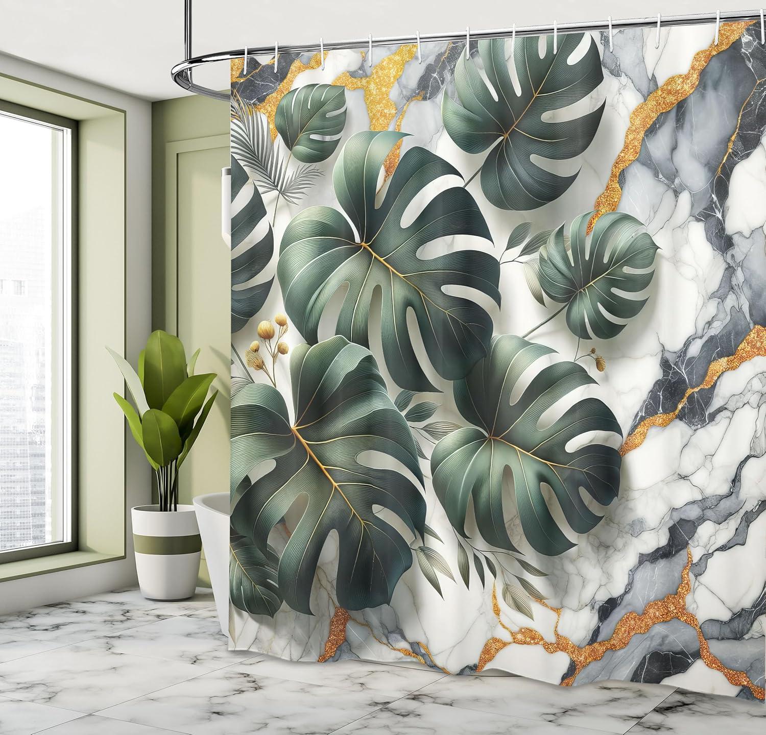 imageAmbesonne Flower Shower Curtain Abstract Ivy Romantic and Landscape Spring Floral Art Nature Theme Cloth Fabric Bathroom Decor Set with Hooks 69 W x 70 L Sea Blue Sky Blue Off WhiteDark Green Dimgray