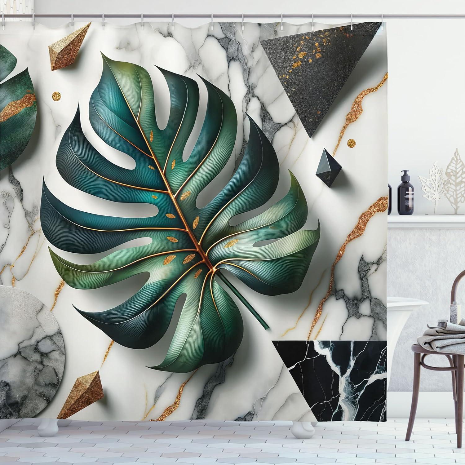 imageAmbesonne Flower Shower Curtain Abstract Ivy Romantic and Landscape Spring Floral Art Nature Theme Cloth Fabric Bathroom Decor Set with Hooks 69 W x 70 L Sea Blue Sky Blue Off WhiteFern Green Teal and Pale Grey