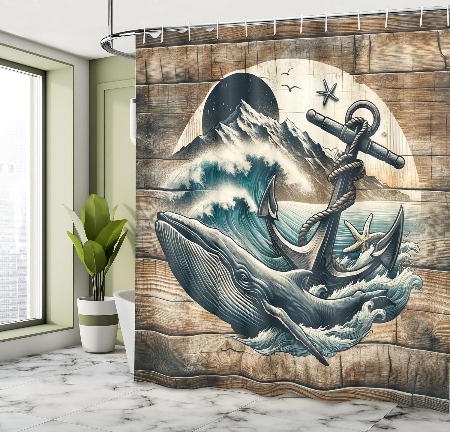 imageAmbesonne Flower Shower Curtain Abstract Ivy Romantic and Landscape Spring Floral Art Nature Theme Cloth Fabric Bathroom Decor Set with Hooks 69 W x 70 L Sea Blue Sky Blue Off WhiteBrown and Slate Blue