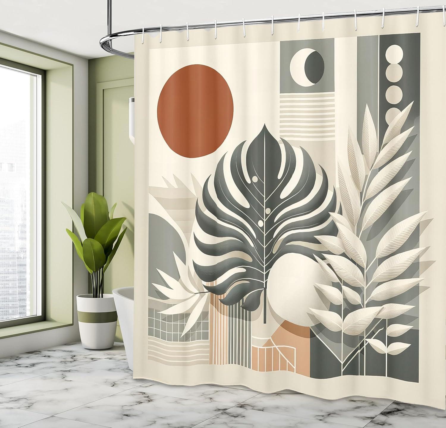 imageAmbesonne Flower Shower Curtain Abstract Ivy Romantic and Landscape Spring Floral Art Nature Theme Cloth Fabric Bathroom Decor Set with Hooks 69 W x 70 L Sea Blue Sky Blue Off WhiteCinnamon Pale Sage Green
