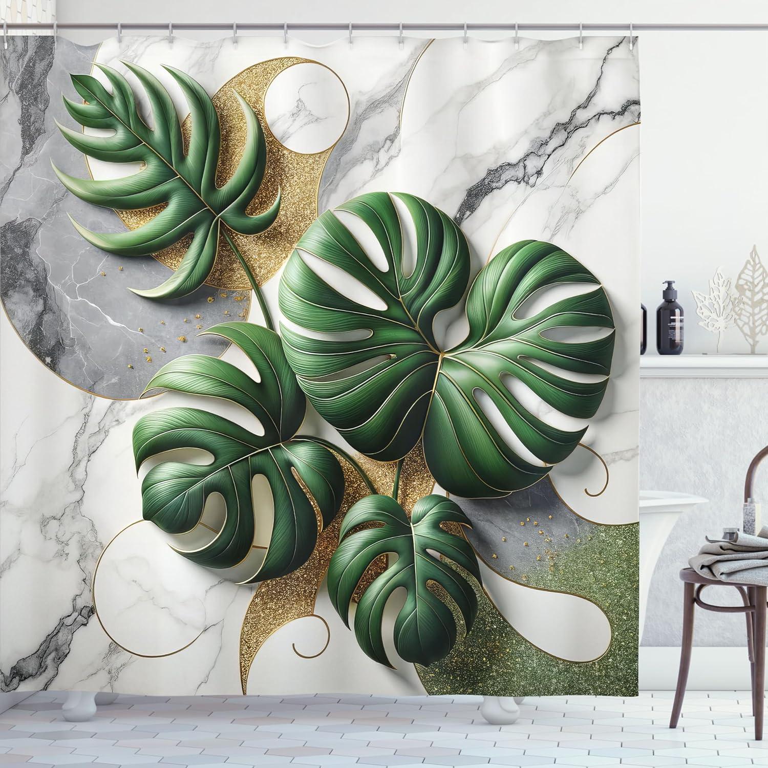 imageAmbesonne Flower Shower Curtain Abstract Ivy Romantic and Landscape Spring Floral Art Nature Theme Cloth Fabric Bathroom Decor Set with Hooks 69 W x 70 L Sea Blue Sky Blue Off WhitePale Grey Fern Green