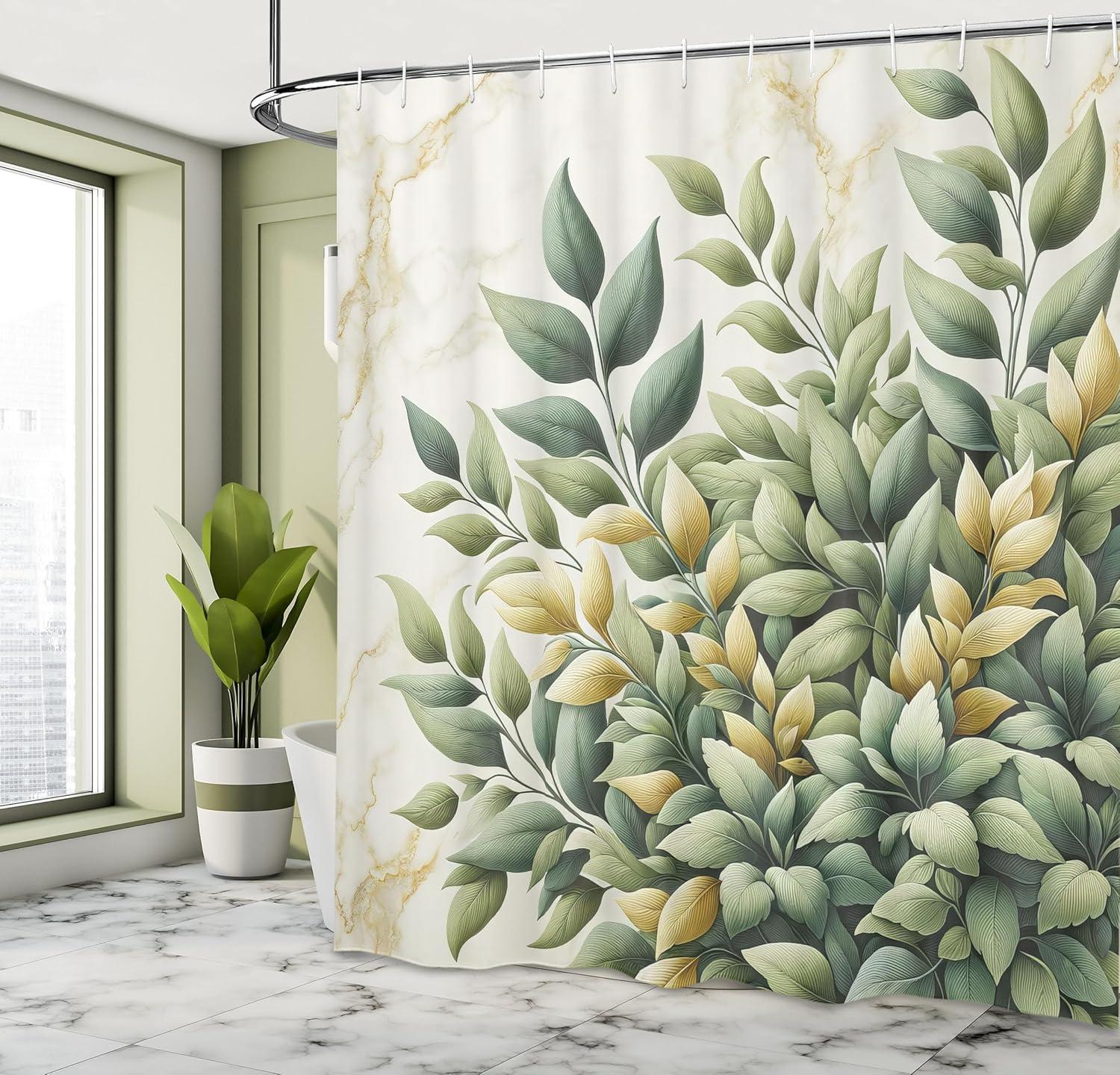 imageAmbesonne Flower Shower Curtain Abstract Ivy Romantic and Landscape Spring Floral Art Nature Theme Cloth Fabric Bathroom Decor Set with Hooks 69 W x 70 L Sea Blue Sky Blue Off WhiteLaurel Green Eggshell