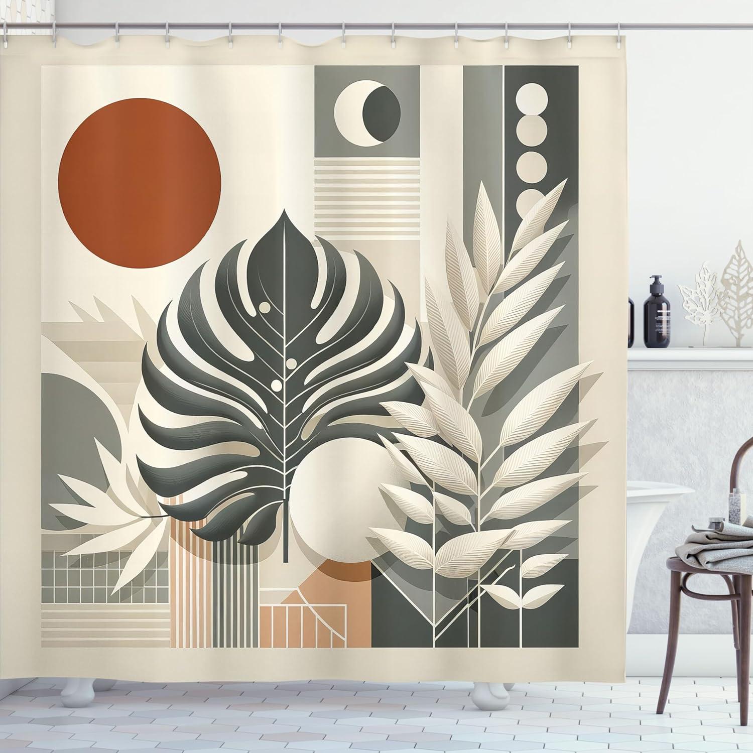 imageAmbesonne Flower Shower Curtain Abstract Ivy Romantic and Landscape Spring Floral Art Nature Theme Cloth Fabric Bathroom Decor Set with Hooks 69 W x 70 L Sea Blue Sky Blue Off WhiteCinnamon Pale Sage Green