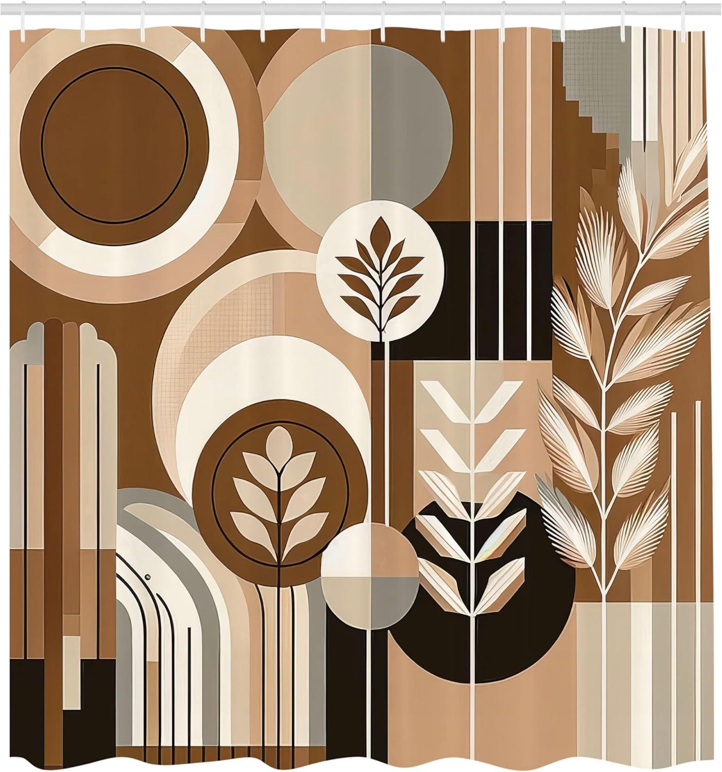 imageAmbesonne Flower Shower Curtain Abstract Ivy Romantic and Landscape Spring Floral Art Nature Theme Cloth Fabric Bathroom Decor Set with Hooks 69 W x 70 L Sea Blue Sky Blue Off WhiteDark Cocoa Pale Brown