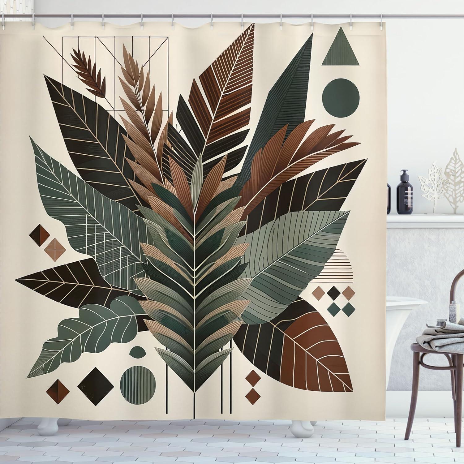 imageAmbesonne Flower Shower Curtain Abstract Ivy Romantic and Landscape Spring Floral Art Nature Theme Cloth Fabric Bathroom Decor Set with Hooks 69 W x 70 L Sea Blue Sky Blue Off WhiteEvergreen Sage Green Fawn