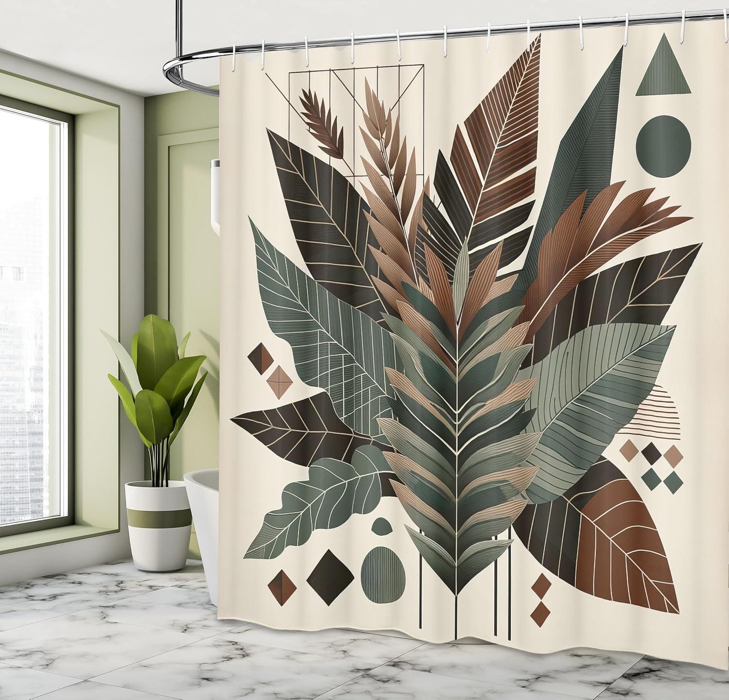 imageAmbesonne Flower Shower Curtain Abstract Ivy Romantic and Landscape Spring Floral Art Nature Theme Cloth Fabric Bathroom Decor Set with Hooks 69 W x 70 L Sea Blue Sky Blue Off WhiteEvergreen Sage Green Fawn