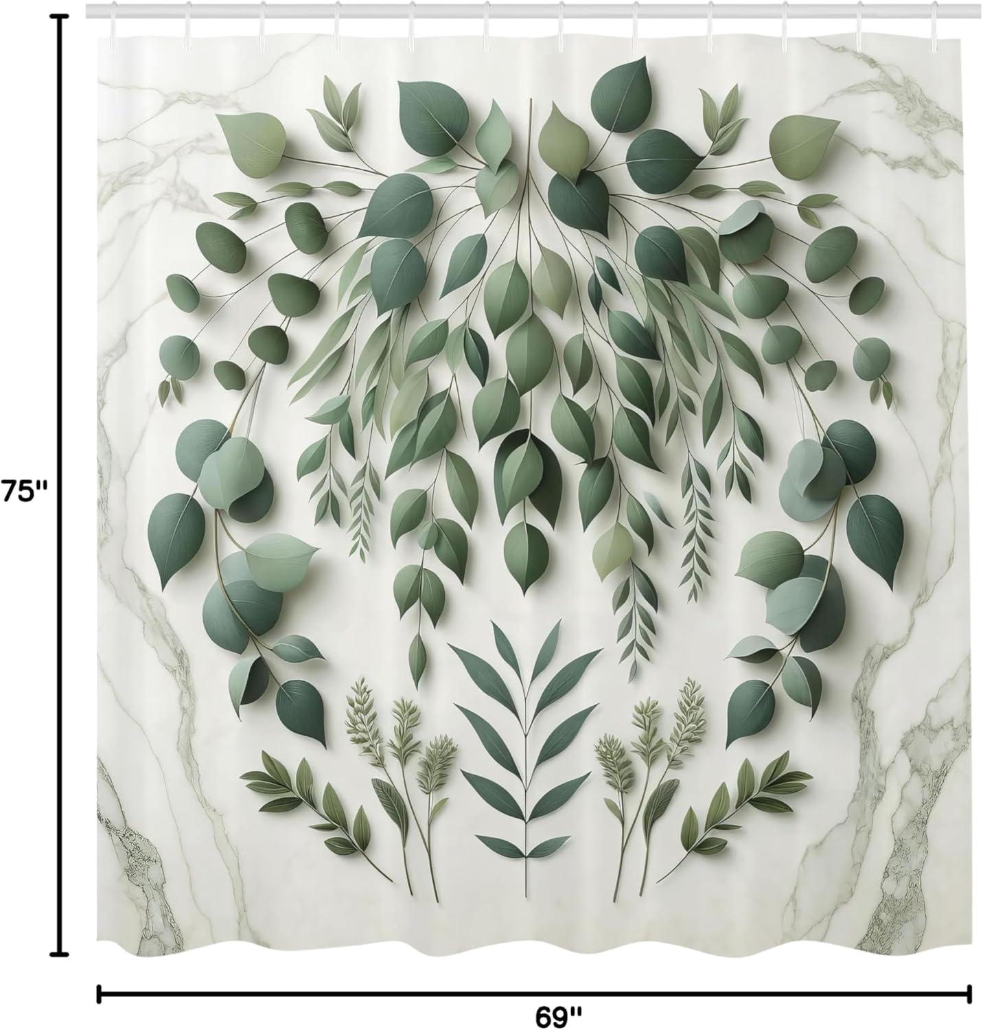 imageAmbesonne Flower Shower Curtain Abstract Ivy Romantic and Landscape Spring Floral Art Nature Theme Cloth Fabric Bathroom Decor Set with Hooks 69 W x 70 L Sea Blue Sky Blue Off WhiteIvory and Laurel Green