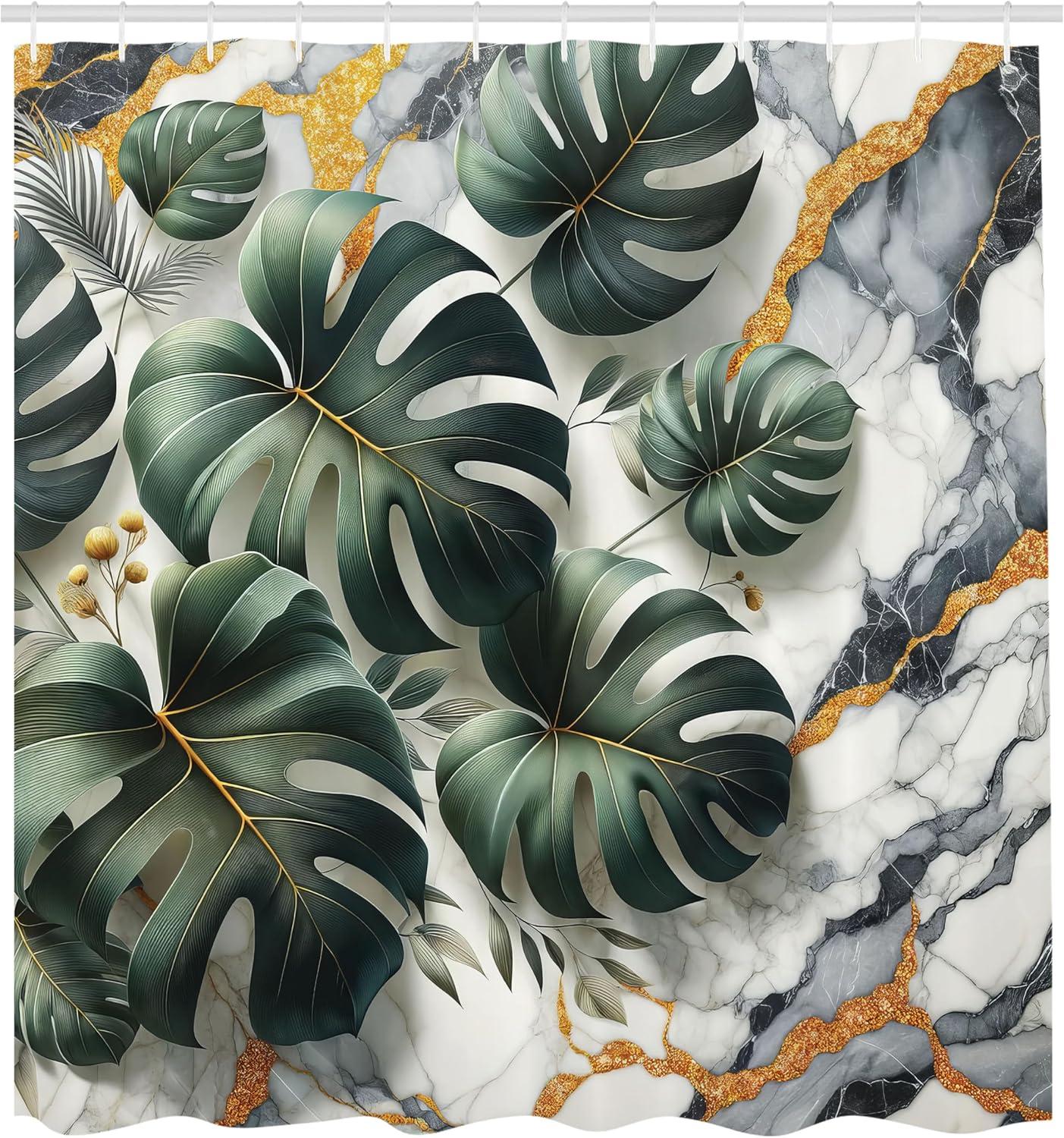 imageAmbesonne Flower Shower Curtain Abstract Ivy Romantic and Landscape Spring Floral Art Nature Theme Cloth Fabric Bathroom Decor Set with Hooks 69 W x 70 L Sea Blue Sky Blue Off WhiteDark Green Dimgray