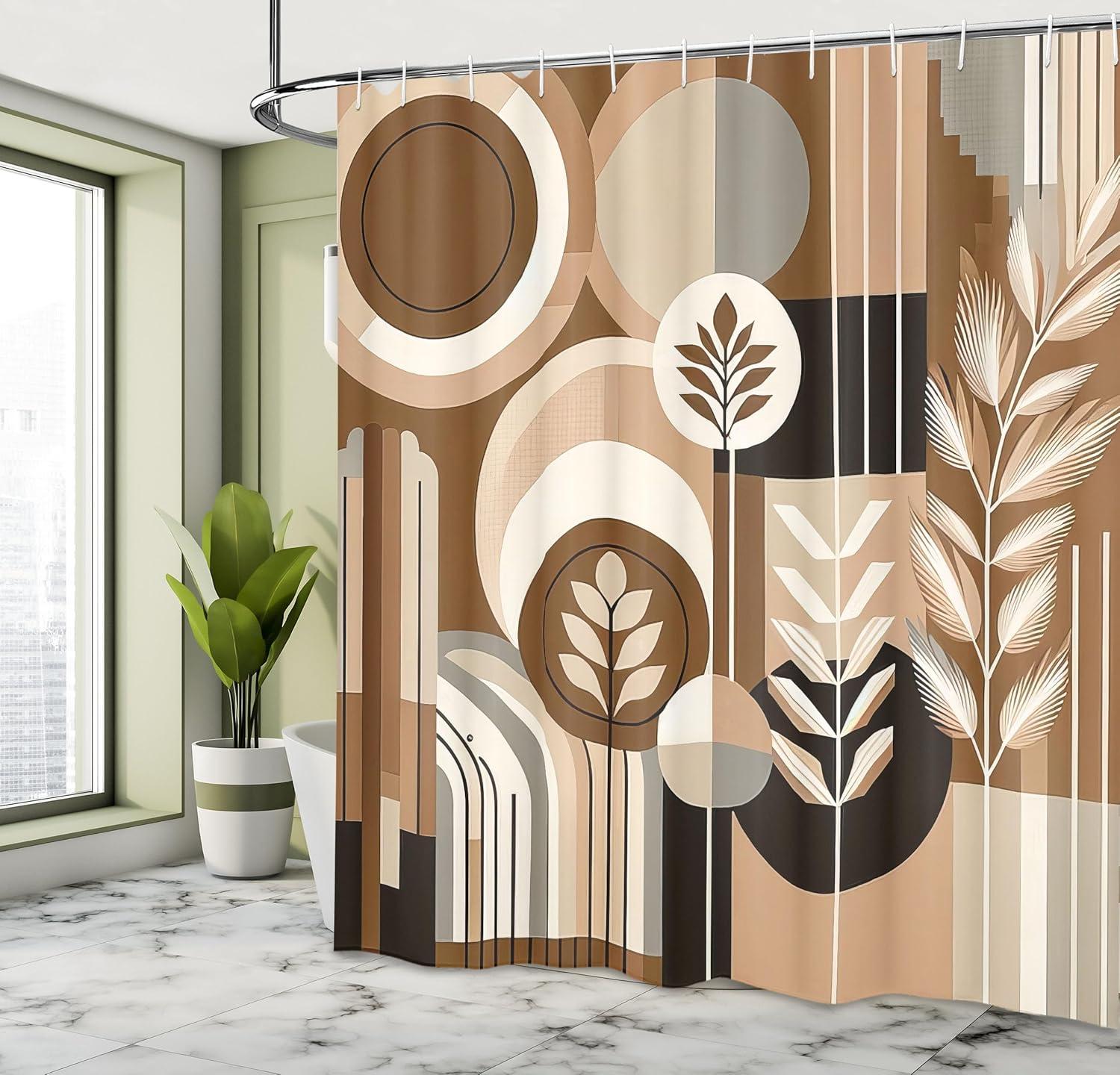imageAmbesonne Flower Shower Curtain Abstract Ivy Romantic and Landscape Spring Floral Art Nature Theme Cloth Fabric Bathroom Decor Set with Hooks 69 W x 70 L Sea Blue Sky Blue Off WhiteDark Cocoa Pale Brown