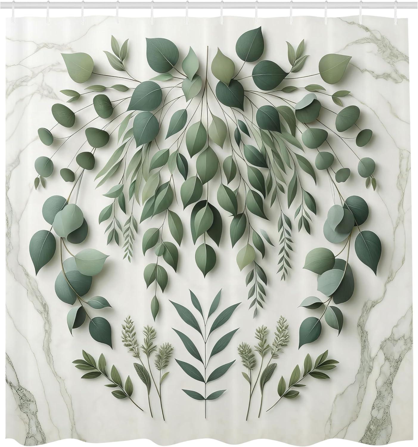 imageAmbesonne Flower Shower Curtain Abstract Ivy Romantic and Landscape Spring Floral Art Nature Theme Cloth Fabric Bathroom Decor Set with Hooks 69 W x 70 L Sea Blue Sky Blue Off WhiteIvory and Laurel Green