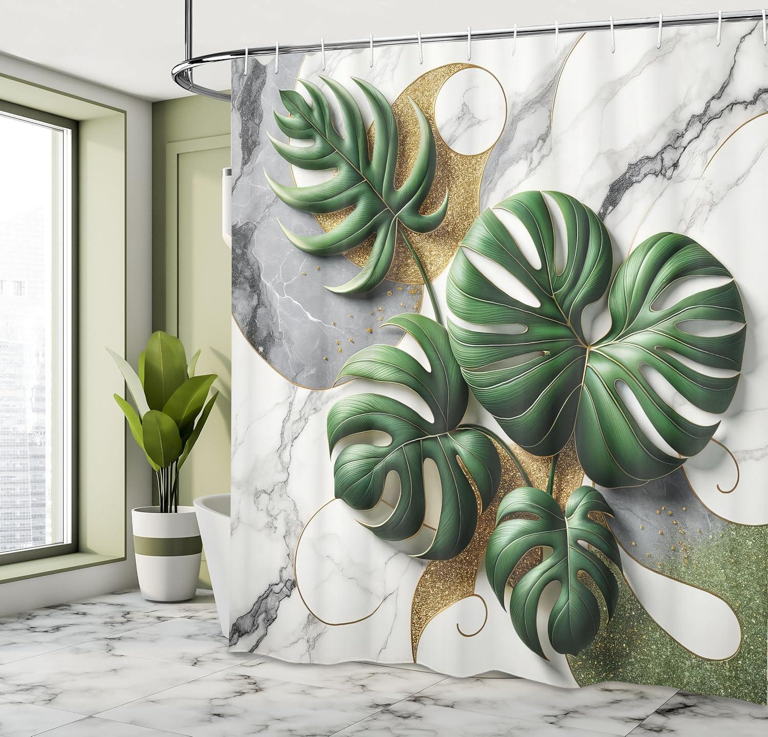 imageAmbesonne Flower Shower Curtain Abstract Ivy Romantic and Landscape Spring Floral Art Nature Theme Cloth Fabric Bathroom Decor Set with Hooks 69 W x 70 L Sea Blue Sky Blue Off WhitePale Grey Fern Green