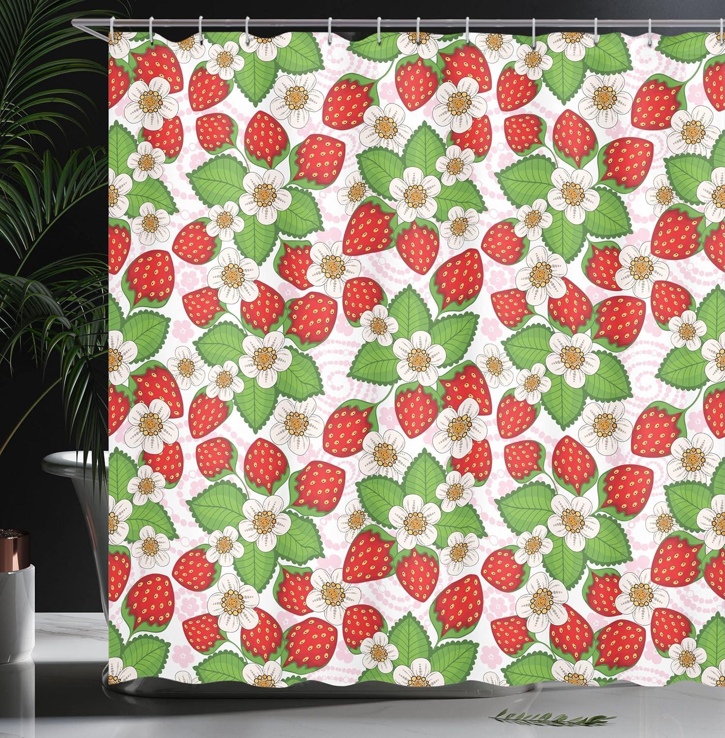 imageAmbesonne Flower Shower Curtain Abstract Ivy Romantic and Landscape Spring Floral Art Nature Theme Cloth Fabric Bathroom Decor Set with Hooks 69 W x 70 L Sea Blue Sky Blue Off WhiteGreen Red