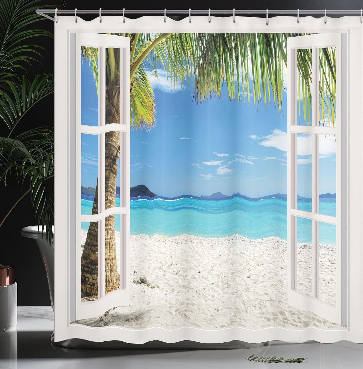 imageAmbesonne Flower Shower Curtain Abstract Ivy Romantic and Landscape Spring Floral Art Nature Theme Cloth Fabric Bathroom Decor Set with Hooks 69 W x 70 L Sea Blue Sky Blue Off WhiteBlue Green White